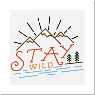 Stay Wild // Retro Camping Line Art Posters and Art